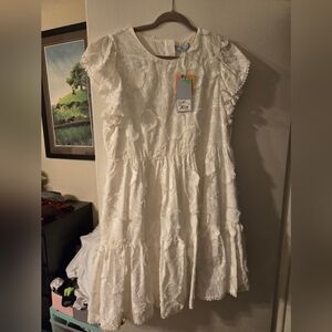 Antonio Melani white lace embellished dress